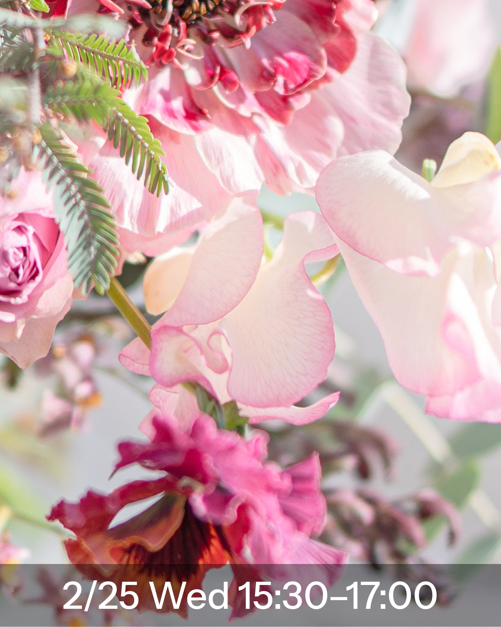 Sweet pea and spring flower arrangement (90 minutes)