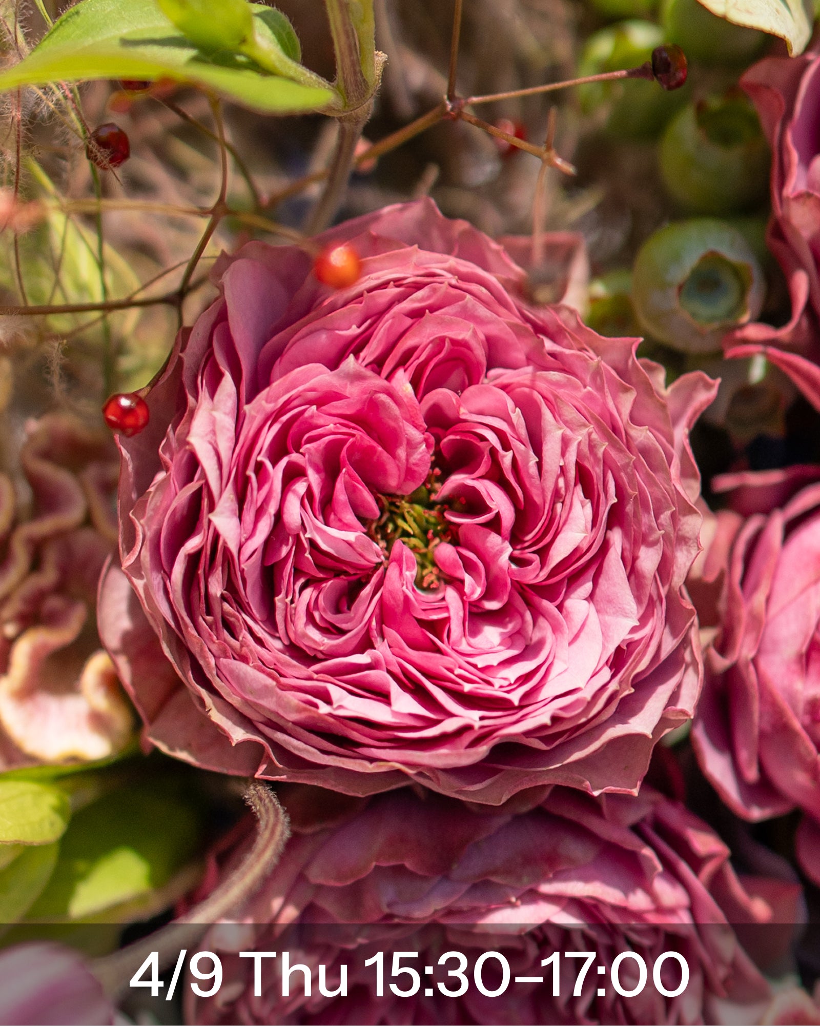 Arrangement of fragrant roses and fresh greenery (90 minutes)